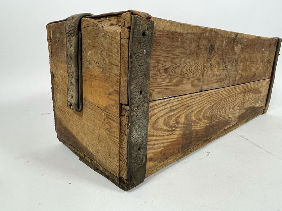 Old Wooden Toolbox With Leather Handle Strap 22W X 9D X 8H [Photo 5]