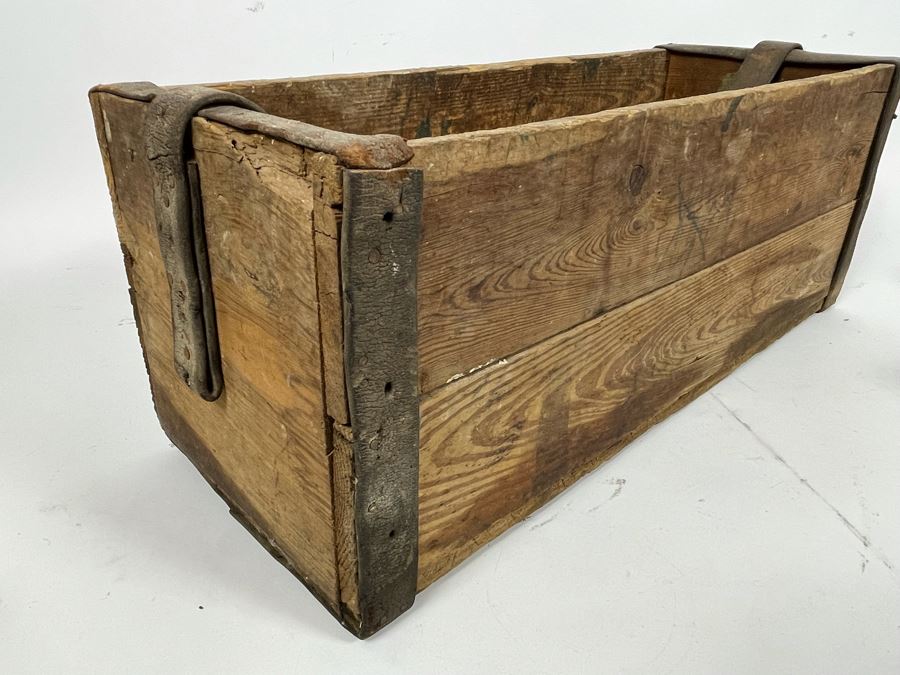 Old Wooden Toolbox With Leather Handle Strap 22W X 9D X 8H [Photo 6]