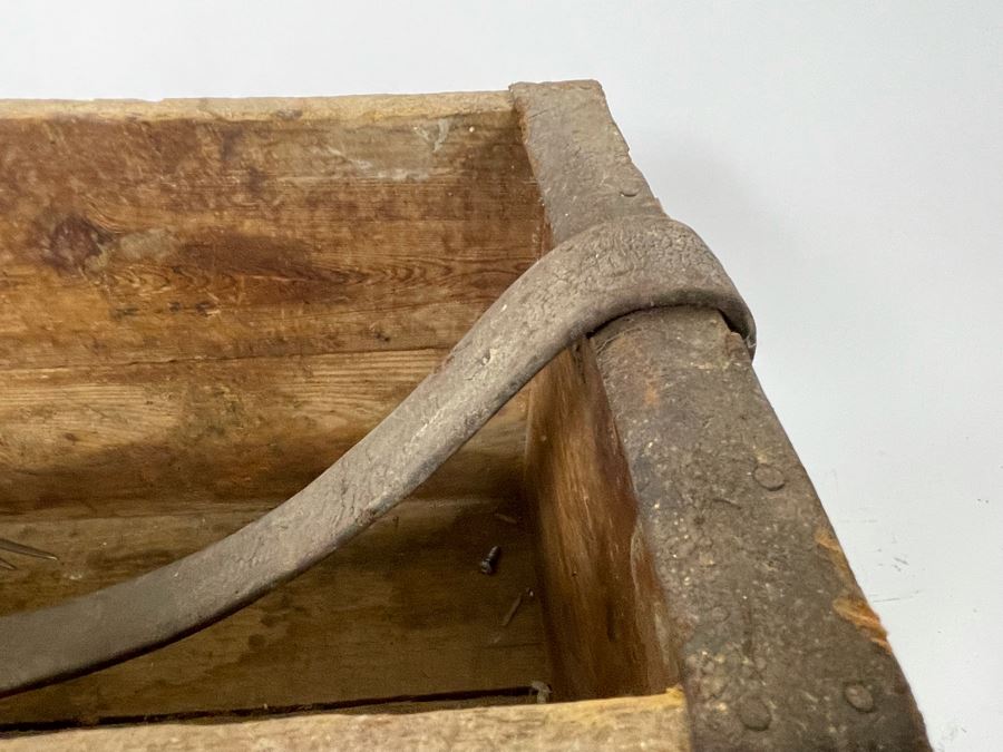 Old Wooden Toolbox With Leather Handle Strap 22W X 9D X 8H [Photo 9]