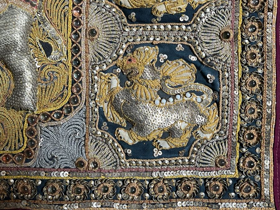 Vintage Thai Tapestry Hand Embroidered Wall Hanging 40.5W X 22H [Photo 6]