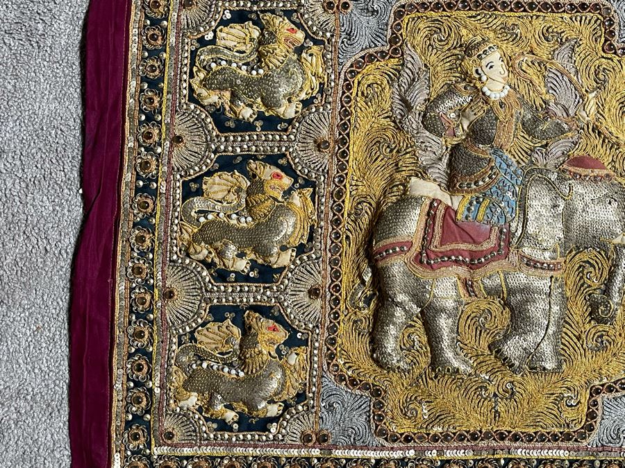 Vintage Thai Tapestry Hand Embroidered Wall Hanging 40.5W X 22H [Photo 9]