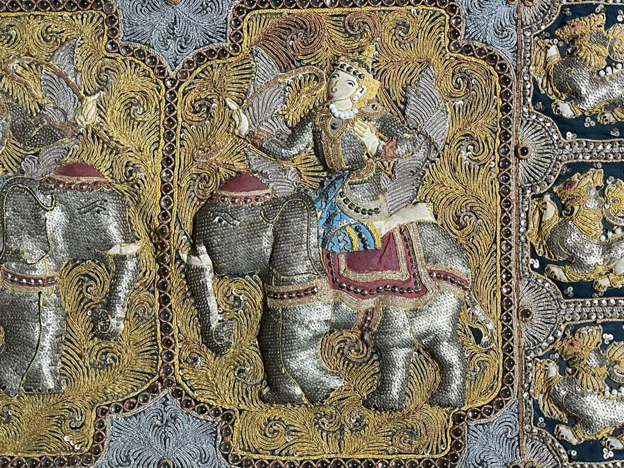 Vintage Thai Tapestry Hand Embroidered Wall Hanging 40.5W X 22H [Photo 5]