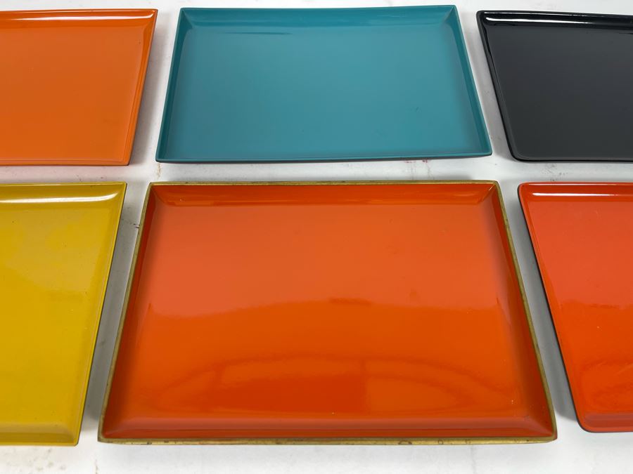 Mid-Century Modern Set Of Japanese Lacquer Trays 7.5 X 5.5 [Photo 4]