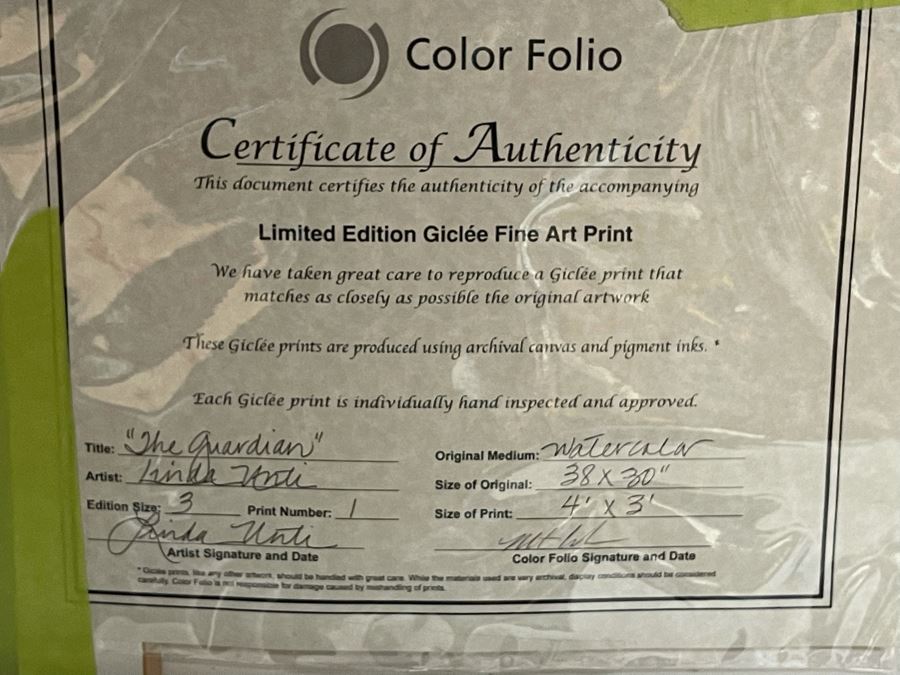 Linda Anti Limited Edition Giclee Print On Canvas 1 Of 3 Signed On Certificate 4' X 3' [Photo 9]