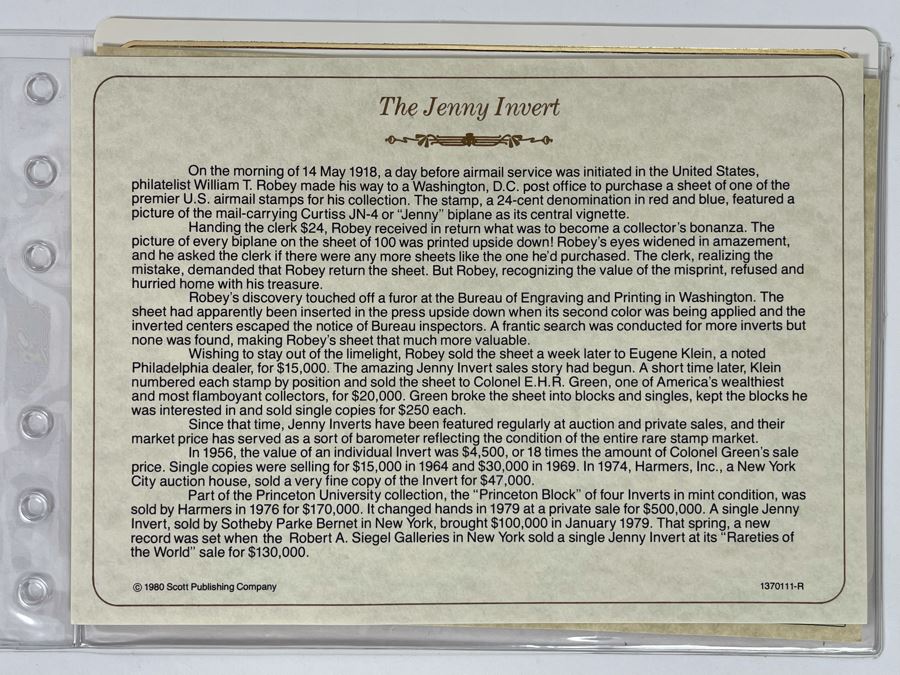 Limited Edition Inverted Jenny Gold Replica Stamp And Gold Replica Inverted Jenny First Day Cover [Photo 12]