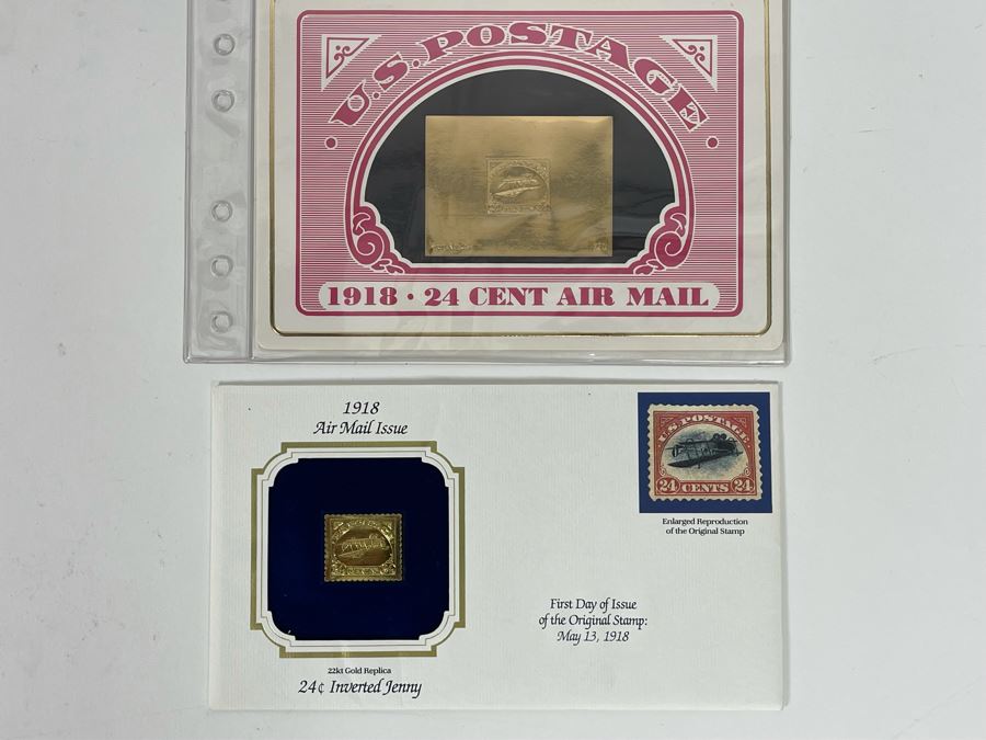 Limited Edition Inverted Jenny Gold Replica Stamp And Gold Replica Inverted Jenny First Day Cover [Photo 2]