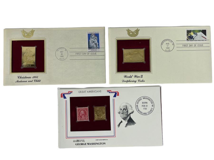 Gold Replica First Day Issue Stamps Collection