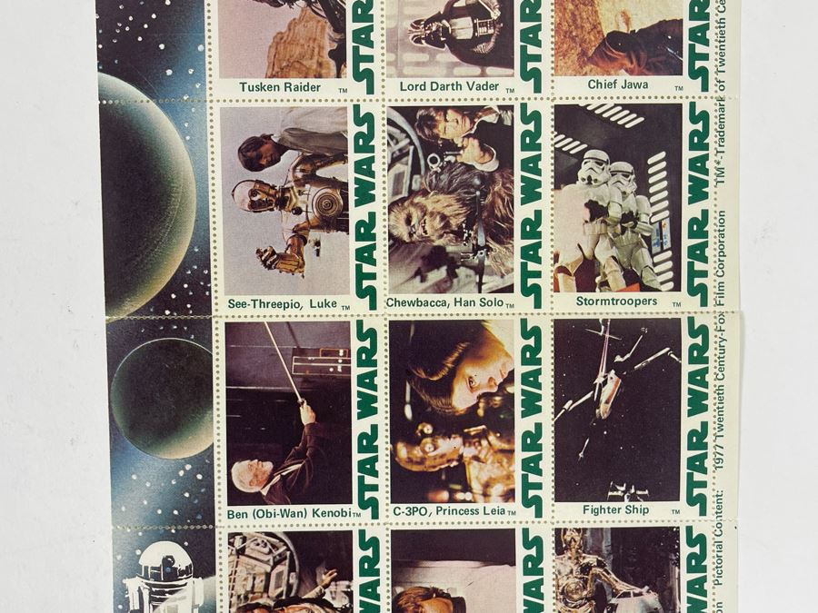 Vintage 1977 Star Wars H. E. Harris & Co Stamps Full Sheet [Photo 5]