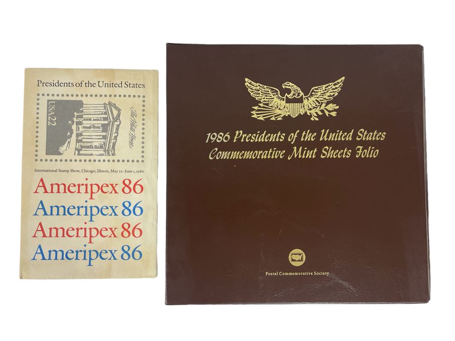 1986 Presidents Of The United States Commemorative Mint Sheets Folio - 2 Sets Of Stamps Ameripex 86 [Photo 1]