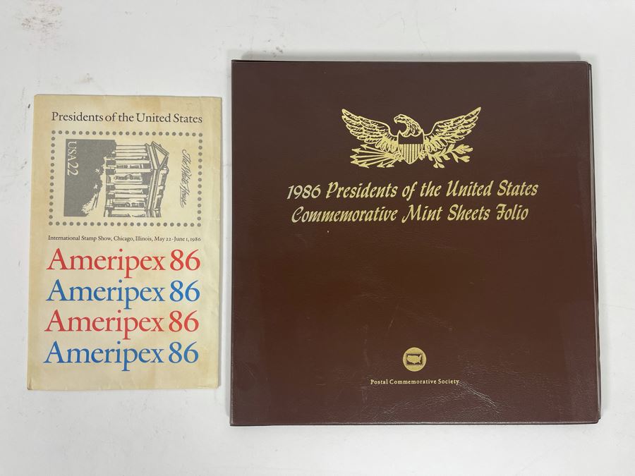 1986 Presidents Of The United States Commemorative Mint Sheets Folio - 2 Sets Of Stamps Ameripex 86 [Photo 2]