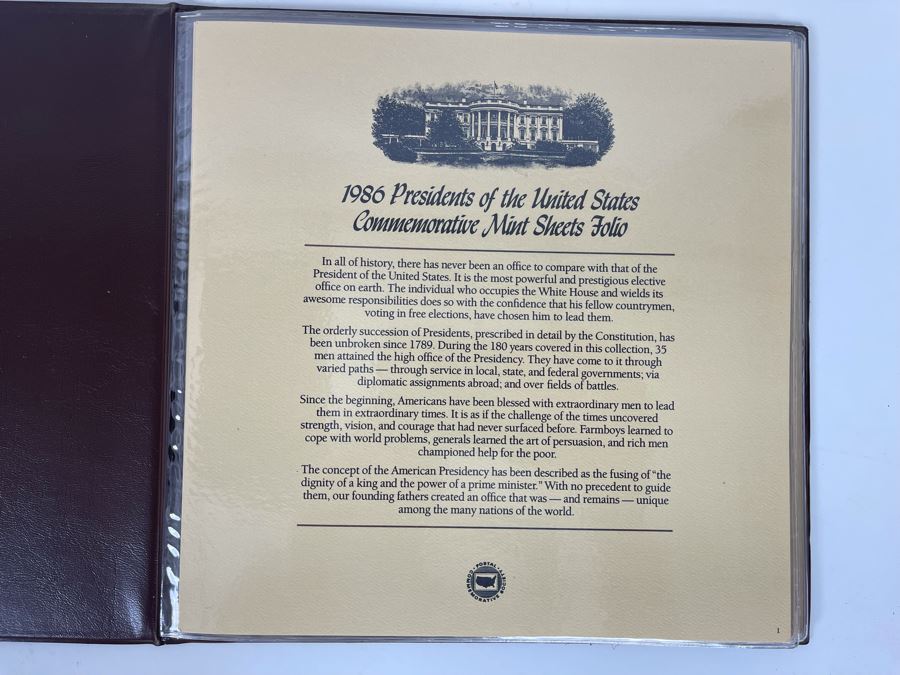 1986 Presidents Of The United States Commemorative Mint Sheets Folio - 2 Sets Of Stamps Ameripex 86 [Photo 3]