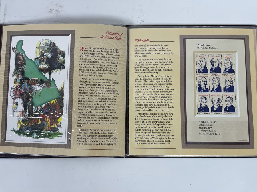 1986 Presidents Of The United States Commemorative Mint Sheets Folio - 2 Sets Of Stamps Ameripex 86 [Photo 4]