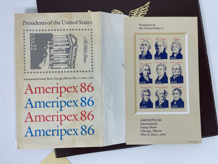1986 Presidents Of The United States Commemorative Mint Sheets Folio - 2 Sets Of Stamps Ameripex 86 [Photo 9]