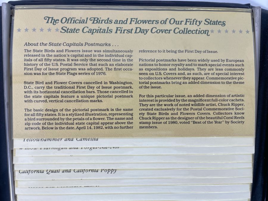 The Official Birds And Flowers Of Our Fifty States: First Day Cover Collection And State Capitals First Day Cover Collection - Total Of 100 Covers [Photo 6]