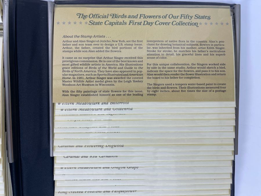 The Official Birds And Flowers Of Our Fifty States: First Day Cover Collection And State Capitals First Day Cover Collection - Total Of 100 Covers [Photo 9]