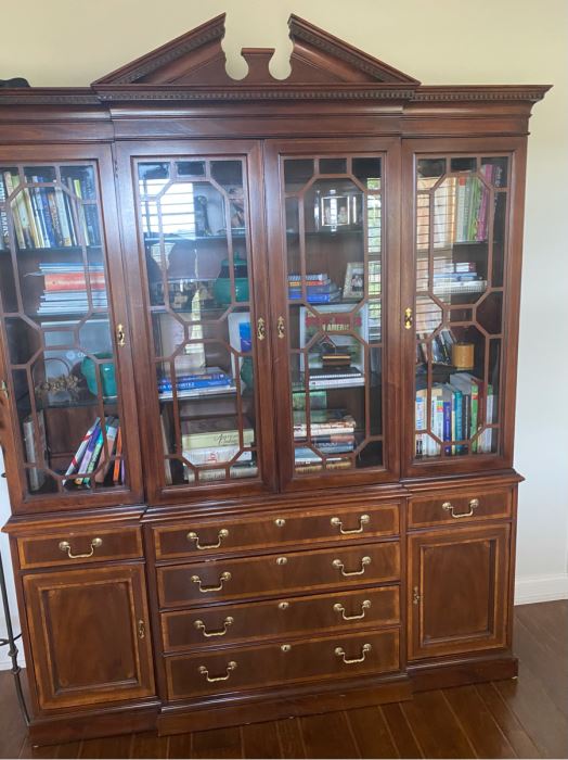 White Furniture Mahogany Breakfront Bookcase Or China Cabinet 69W X 17D X 89H [Photo 2]