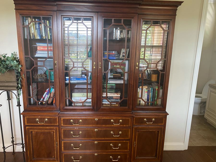 White Furniture Mahogany Breakfront Bookcase Or China Cabinet 69W X 17D X 89H