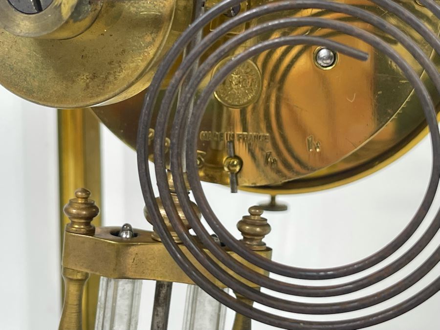 JUST ADDED - Antique French Movement Table Regulator Mantel Clock Tilden Thurber Providence R.I. Glided Brass And Glass Case Working With Keys 6W X 4.5D X 10H [Photo 20]