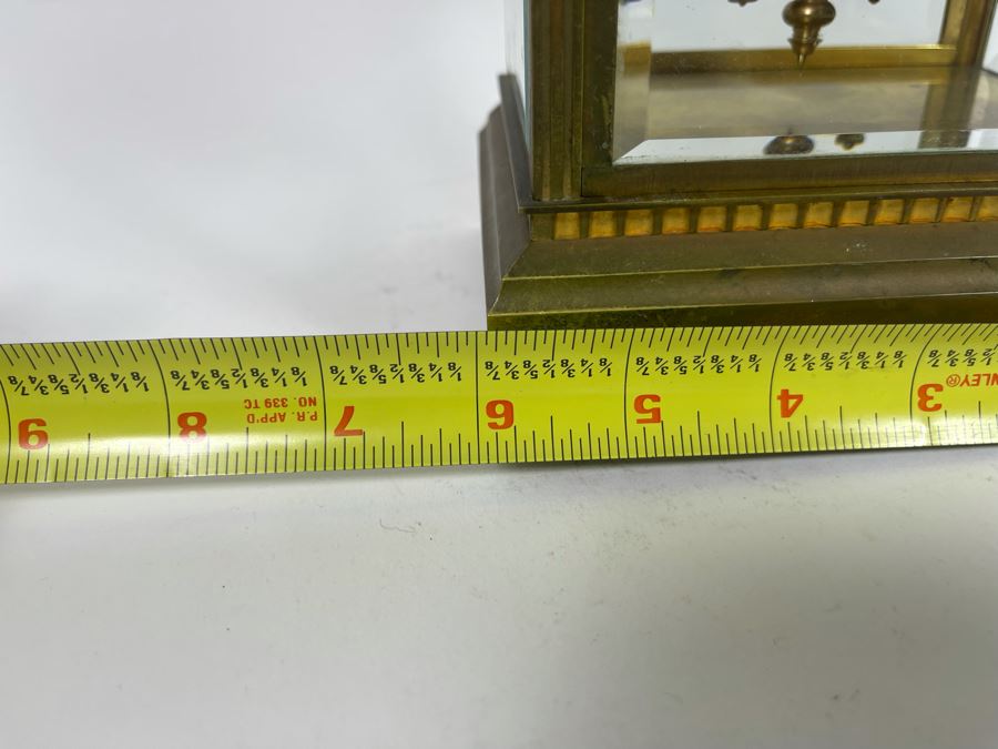 JUST ADDED - Antique French Movement Table Regulator Mantel Clock Tilden Thurber Providence R.I. Glided Brass And Glass Case Working With Keys 6W X 4.5D X 10H [Photo 26]