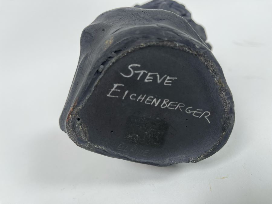 JUST ADDED - Steve Eichenberger Original Female Bust Ceramic Sculpture Signed On Base 4.5W X 6D X 9.5H [Photo 16]