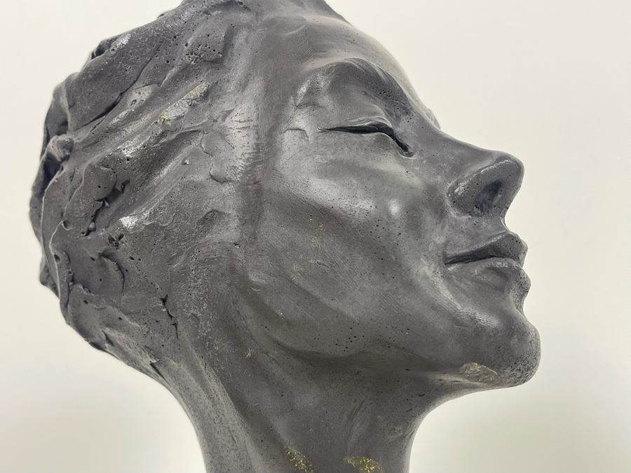 JUST ADDED - Steve Eichenberger Original Female Bust Ceramic Sculpture Signed On Base 4.5W X 6D X 9.5H [Photo 10]