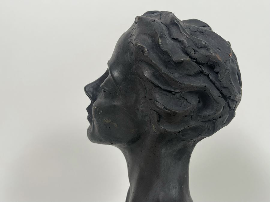 JUST ADDED - Steve Eichenberger Original Female Bust Ceramic Sculpture Signed On Base 4.5W X 6D X 9.5H [Photo 6]