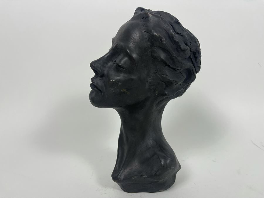 JUST ADDED - Steve Eichenberger Original Female Bust Ceramic Sculpture Signed On Base 4.5W X 6D X 9.5H [Photo 12]