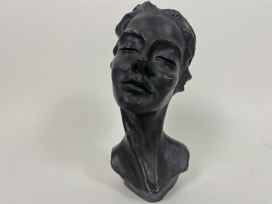 JUST ADDED - Steve Eichenberger Original Female Bust Ceramic Sculpture Signed On Base 4.5W X 6D X 9.5H [Photo 15]