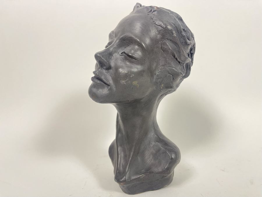 JUST ADDED - Steve Eichenberger Original Female Bust Ceramic Sculpture Signed On Base 4.5W X 6D X 9.5H [Photo 5]