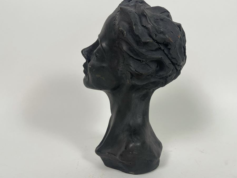 JUST ADDED - Steve Eichenberger Original Female Bust Ceramic Sculpture Signed On Base 4.5W X 6D X 9.5H [Photo 4]