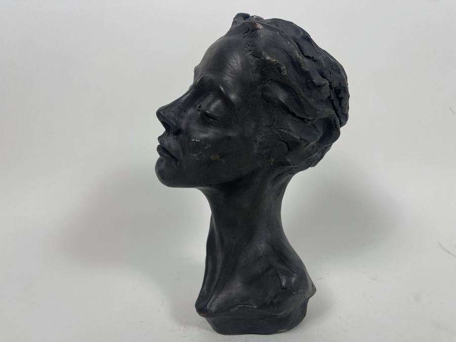 JUST ADDED - Steve Eichenberger Original Female Bust Ceramic Sculpture Signed On Base 4.5W X 6D X 9.5H [Photo 13]