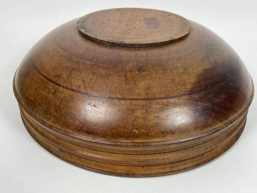 JUST ADDED - Vintage Turned Wooden Bowl 16.5R X 5.5H [Photo 5]