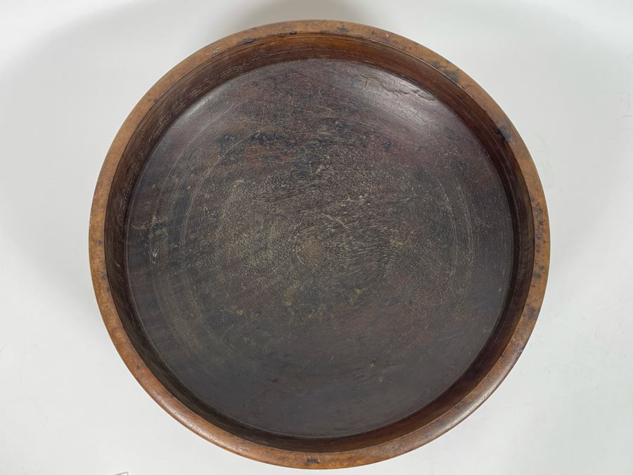 JUST ADDED - Vintage Turned Wooden Bowl 16.5R X 5.5H [Photo 3]