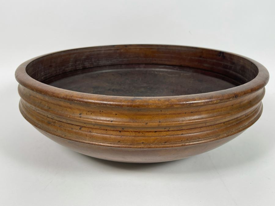 JUST ADDED - Vintage Turned Wooden Bowl 16.5R X 5.5H [Photo 2]