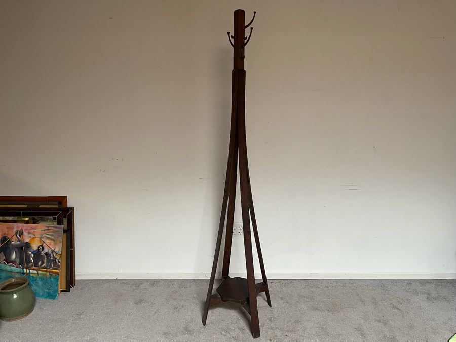 Vintage Oak Coat Rack 71H [Photo 4]