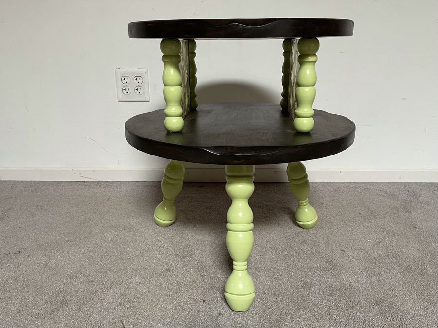 Vintage Round Two-Tier Side Table 22W X 23H [Photo 4]