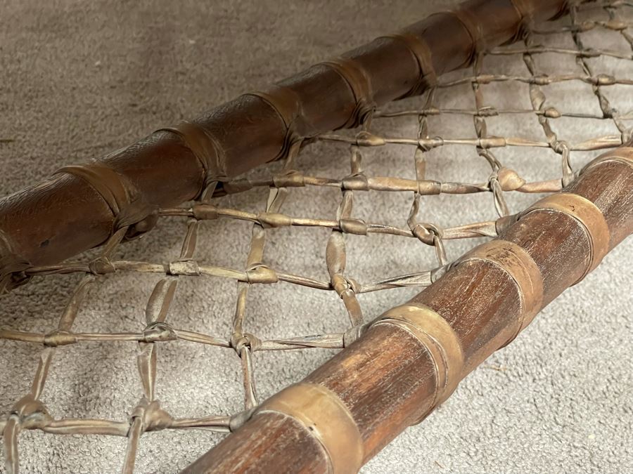 Vintage Snowshoe Desk Table With Two Drawers Featuring Rawhide Lacing [Photo 8]