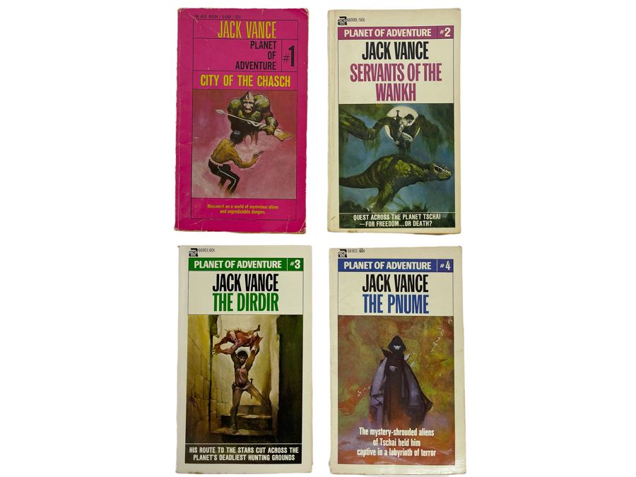 (4) Signed Jack Vance Science Fiction Paperback Books