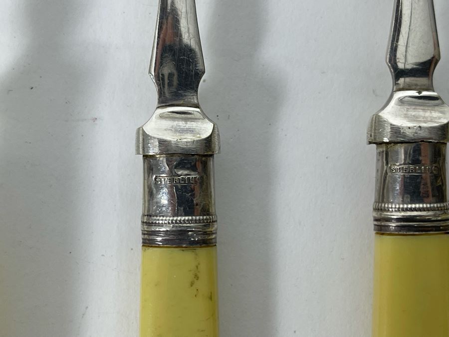 Vintage Chased Knife And Fork Set With Sterling Handles [Photo 6]