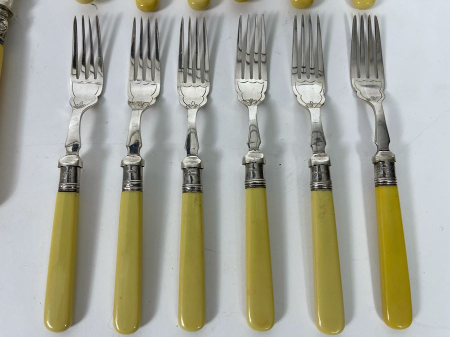 Vintage Chased Knife And Fork Set With Sterling Handles [Photo 5]