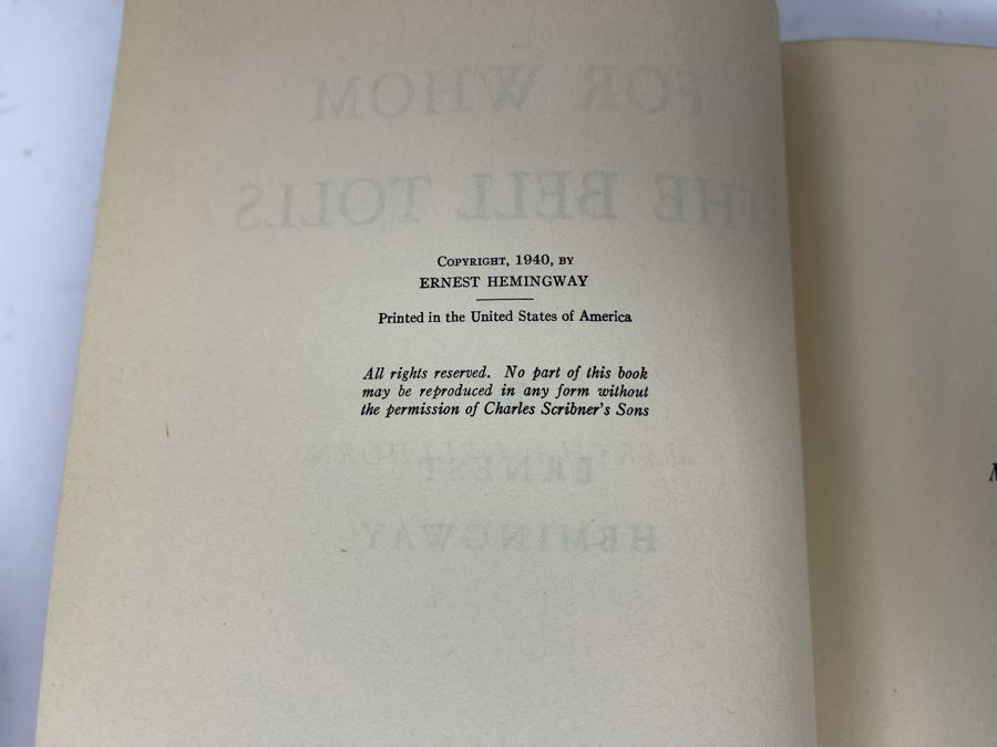 1940 First Edition Hardcover Book For Whom The Bell Tolls By Ernest Hemingway [Photo 5]