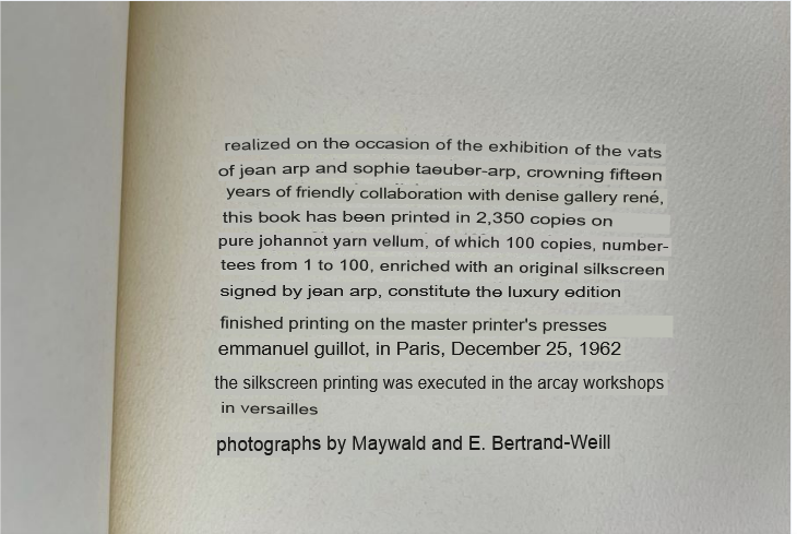 1962 Limited Edition Exhibition Catalog Of Jean Arp And Sophie Taeuber-Arp Denise Gallery Rene Photographs By Maywald And E. Bertrand-Weill (Limited To 2350 Copies) [Photo 18]