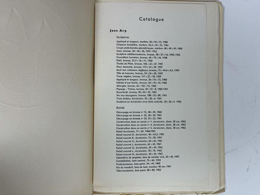 1962 Limited Edition Exhibition Catalog Of Jean Arp And Sophie Taeuber-Arp Denise Gallery Rene Photographs By Maywald And E. Bertrand-Weill (Limited To 2350 Copies) [Photo 5]