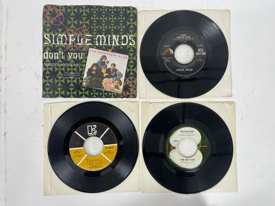 45s Vinyl Records: Simple Minds, The Doors, The Beatles, Jefferson Airplane [Photo 2]