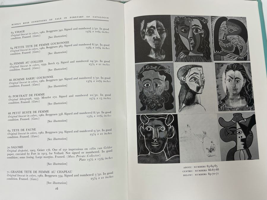 Original 1965 Parke-Bernet Galleries Auction Catalog Of Modern Graphics Featuring Picasso, Chagall, Matisse, Renoir [Photo 3]