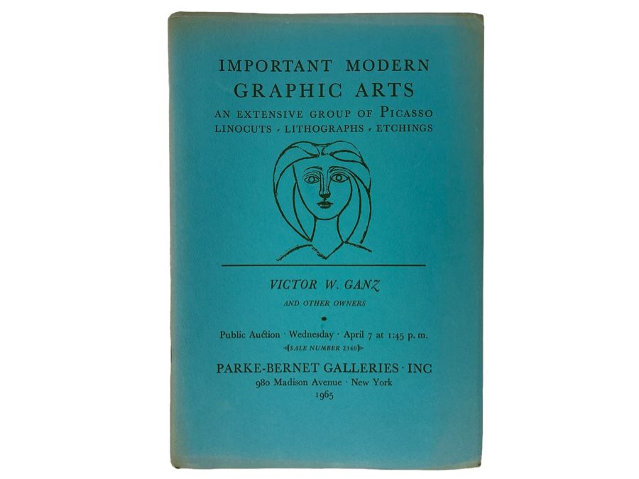 Original 1965 Parke-Bernet Galleries Auction Catalog Of Modern Graphics Featuring Picasso, Chagall, Matisse, Renoir