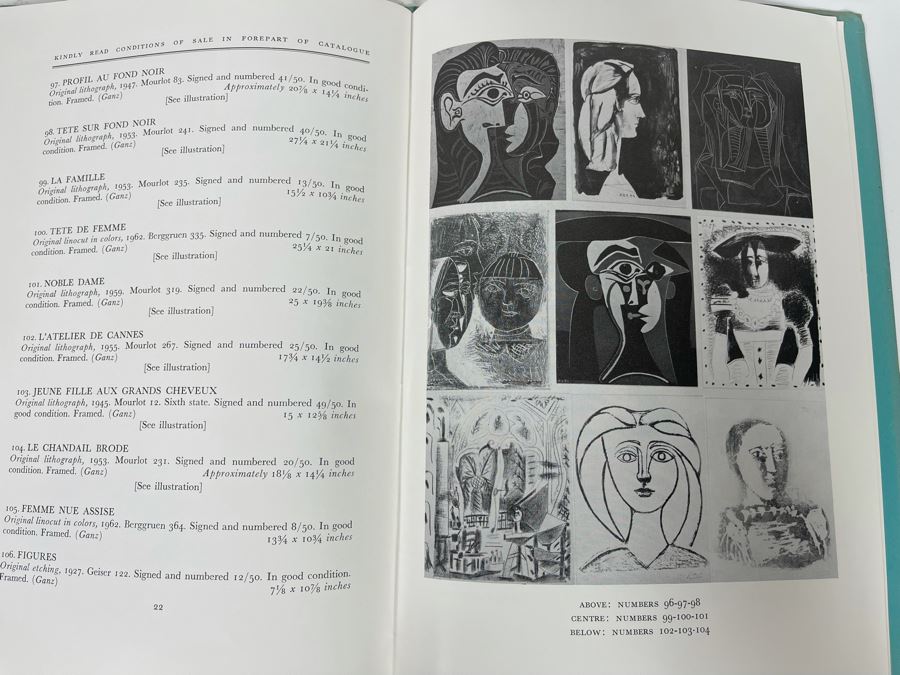Original 1965 Parke-Bernet Galleries Auction Catalog Of Modern Graphics Featuring Picasso, Chagall, Matisse, Renoir [Photo 5]