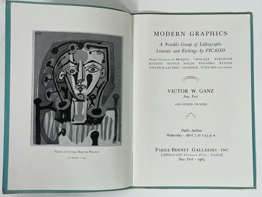 Original 1965 Parke-Bernet Galleries Auction Catalog Of Modern Graphics Featuring Picasso, Chagall, Matisse, Renoir [Photo 9]