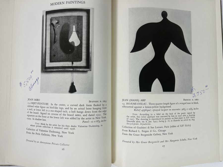 Original 1960 Parke-Bernet Galleries Auction Catalog Of Fifty Modern Paintings And Sculptures Benefiting The Museum Of Modern Art New York With Auction Prices Picasso, Henry Moore, Joan Miro, Wassily Kandinsky [Photo 11]