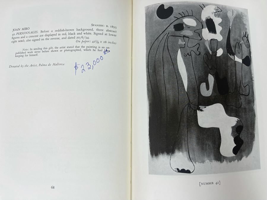 Original 1960 Parke-Bernet Galleries Auction Catalog Of Fifty Modern Paintings And Sculptures Benefiting The Museum Of Modern Art New York With Auction Prices Picasso, Henry Moore, Joan Miro, Wassily Kandinsky [Photo 15]